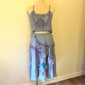 Modelle Two-Piece Skirt & Tank Set – Boho Fairycore small blue satin